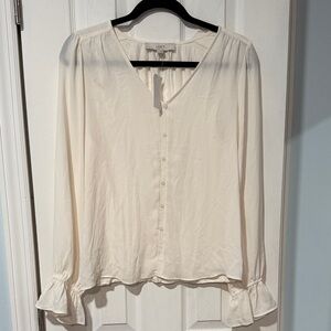 LOFT Women's Ivory Button-Down Blouse